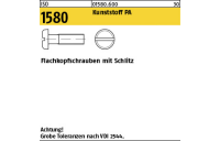 200 Stück, ISO 1580 Kunststoff PA Flachkopfschrauben mit Schlitz - Abmessung: M 3 x 6