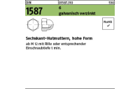 100 Stück, DIN 1587 6 galvanisch verzinkt Sechskant-Hutmuttern, hohe Form - Abmessung: M 3