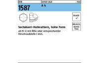 100 Stück, DIN 1587 A 4 Sechskant-Hutmuttern, hohe Form - Abmessung: M 3