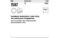 100 Stück, DIN 1587 6 Fein Sechskant-Hutmuttern, hohe Form, mit metrischem Feingewinde - Abmessung: M 10 x 1 SW 17