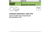 50 Stück, DIN 1587 6 galvanisch verchromt Sechskant-Hutmuttern, hohe Form - Abmessung: M 10 SW 17