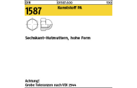 100 Stück, DIN 1587 Kunststoff PA Sechskant-Hutmuttern, hohe Form - Abmessung: M 10 SW 17