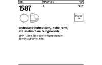 50 Stück, DIN 1587 6 Fein Sechskant-Hutmuttern, hohe Form, mit metrischem Feingewinde - Abmessung: M 12 x 1,5 SW 19