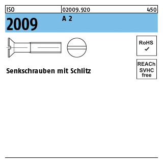 1000 Stück, ISO 2009 A 2 Senkschrauben mit Schlitz - Abmessung: M 1,6 x 10