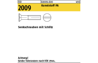 200 Stück, ISO 2009 Kunststoff PA Senkschrauben mit Schlitz - Abmessung: M 8 x 16