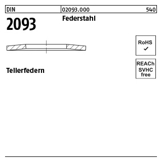 DIN 2093 Federstahl Tellerfedern - Abmessung: 112 x57,0x6,0, Inhalt: 10 Stück