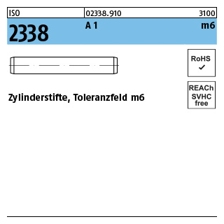 500 Stück, ISO 2338 A 1 m6 Zylinderstifte, Toleranzfeld m6 - Abmessung: 0,8 m6 x 4