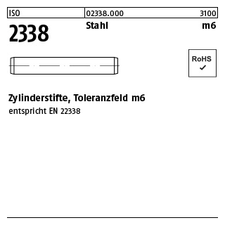 1000 Stück, ISO 2338 Stahl m6 Zylinderstifte, Toleranzfeld m6 - Abmessung: 1 m6 x 5