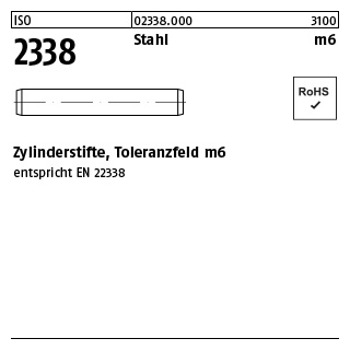 1000 Stück, ISO 2338 Stahl m6 Zylinderstifte, Toleranzfeld m6 - Abmessung: 2 m6 x 5