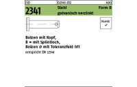 1 Stück, ISO 2341 Stahl Form B galvanisch verzinkt Bolzen mit Kopf, mit Splintloch, Bolzen Ø mit Toleranzfeld h11 - Abmessung: B 16 x45 x39