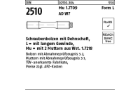 1 Stück, DIN 2510 Mu 1.7709 Form L AD W7 Schraubenbolzen mit Dehnschaft, mit langem Gewinde, mit 2 Muttern - Abmessung: LM 12 x 80