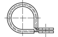 50 Stück, DIN 3016 Stahl (W1) Form D 1 galvanisch verzinkt Halterungsschellen, Form D 1, mit Gummiprofil - Abmessung: 13 x 20 - W1