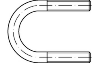 100 Stück, DIN 3570 Stahl Form A galvanisch verzinkt Rundstahlbügel, ohne Muttern, zweiseitiges Befestigungs-Gewinde - Abmessung: A 52 / NW 40