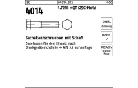 50 Stück, ISO 4014 1.7218 +QT (25CrMo4) Sechskantschrauben mit Schaft - Abmessung: M 12 x 70