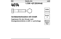 25 Stück, ISO 4014 1.7218 +QT (25CrMo4) Sechskantschrauben mit Schaft - Abmessung: M 16 x 75