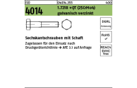 25 Stück, ISO 4014 1.7218 +QT (25CrMo4) galvanisch verzinkt Sechskantschrauben mit Schaft - Abmessung: M 16 x 85