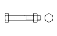 25 Stück, ISO 4014 Mu 5.6 AD W7 feuerverzinkt Sechskantschrauben mit Schaft, mit Sechskantmutter ISO 4032/5-2 - Abmessung: M 16 x 140