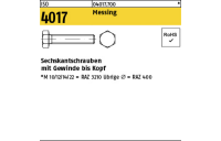 100 Stück, ISO 4017 Messing Sechskantschrauben mit Gewinde bis Kopf - Abmessung: M 4 x 8