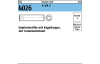 500 Stück, ISO 4026 A 2 Gewindestifte mit Kegelkuppe und Innensechskant - Abmessung: M 2 x 2