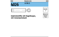 500 Stück, ISO 4026 A 2 Gewindestifte mit Kegelkuppe und Innensechskant - Abmessung: M 3 x 2