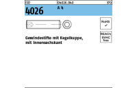 500 Stück, ISO 4026 A 4 Gewindestifte mit Kegelkuppe und Innensechskant - Abmessung: M 3 x 4