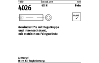 1000 Stück, ~ISO 4026 45 H Fein Gewindestifte mit Kegelkuppe und Innensechskant, mit metr. Feingewinde - Abmessung: M 4 x 0,5 x 5