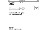 1000 Stück, ISO 4027 45 H Gewindestifte mit Spitze und Innensechskant - Abmessung: M 3 x 4