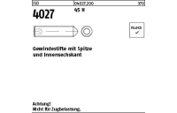 1000 Stück, ISO 4027 45 H Gewindestifte mit Spitze und Innensechskant - Abmessung: M 4 x 4