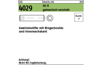 1000 Stück, ISO 4029 45 H galvanisch verzinkt Gewindestifte mit Ringschneide und Innensechskant - Abmessung: M 3 x 6