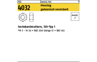 1000 Stück, ISO 4032 Messing galvanisch vernickelt Sechskantmuttern, ISO-Typ 1 - Abmessung: M 2