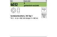 100 Stück, ISO 4032 8 galvanisch verzinkt Sechskantmuttern, ISO-Typ 1 - Abmessung: M 2