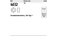 100 Stück, ISO 4032 12 Sechskantmuttern, ISO-Typ 1 - Abmessung: M 6