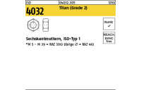 50 Stück, ISO 4032 Titan (Grade 2) Sechskantmuttern, ISO-Typ 1 - Abmessung: M 6