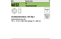 1000 Stück, ISO 4032 8 feuerverzinkt Sechskantmuttern, ISO-Typ 1 - Abmessung: M 6