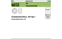 100 Stück, ISO 4032 10 feuerverzinkt Sechskantmuttern, ISO-Typ 1 - Abmessung: M 12