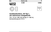 50 Stück, ISO 4032 6 AU Links Sechskantmuttern, ISO-Typ 1, mit metrischem Linksgewinde - Abmessung: M 14