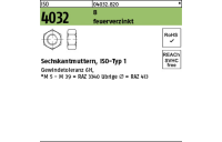 500 Stück, ISO 4032 8 feuerverzinkt Sechskantmuttern, ISO-Typ 1 - Abmessung: M 14