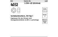 100 Stück, ISO 4032 1.7218 +QT (25CrMo4) Sechskantmuttern, ISO-Typ 1 - Abmessung: M 16