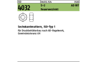 50 Stück, ISO 4032 5-2 AD W7 feuerverzinkt Sechskantmuttern, ISO-Typ 1 - Abmessung: M 20