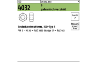 1 Stück, ISO 4032 8 galvanisch verzinkt Sechskantmuttern, ISO-Typ 1 - Abmessung: M 52