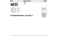 100 Stück, ISO 4033 12 Sechskantmuttern, ISO-Typ 2 - Abmessung: M 10