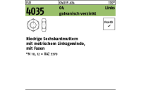 100 Stück, ISO 4035 04 Links galvanisch verzinkt Niedrige Sechskantmuttern mit Fasen und metrischem Linksgewinde - Abmessung: M 6