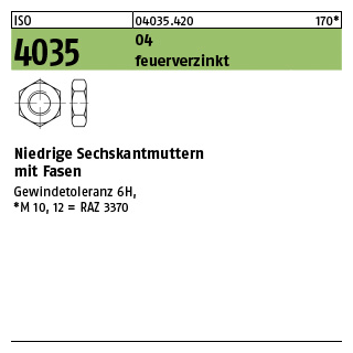 25 Stück, ISO 4035 04 feuerverzinkt Niedrige Sechskantmuttern mit Fasen - Abmessung: M 27