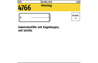 100 Stück, ISO 4766 Messing Gewindestifte mit Kegelkuppe, mit Schlitz - Abmessung: M 3 x 3
