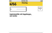 100 Stück, ISO 4766 Messing Gewindestifte mit Kegelkuppe, mit Schlitz - Abmessung: M 3 x 6