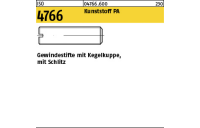 100 Stück, ISO 4766 Kunststoff PA Gewindestifte mit Kegelkuppe, mit Schlitz - Abmessung: M 6 x 10