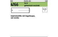 100 Stück, ISO 4766 14 H galvanisch verzinkt Gewindestifte mit Kegelkuppe, mit Schlitz - Abmessung: M 12 x 40