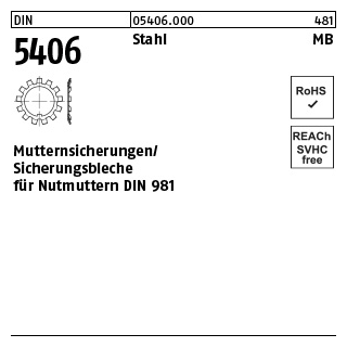 10 Stück, DIN 5406 Stahl MB Mutternsicherungen/Sicherungsbleche für Nutmuttern DIN 981 - Abmessung: MB 20/M100x2