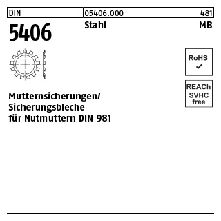 5 Stück, DIN 5406 Stahl MB Mutternsicherungen/Sicherungsbleche für Nutmuttern DIN 981 - Abmessung: MB 27/M135x2