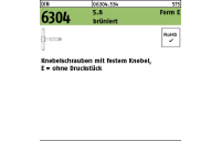 1 Stück, DIN 6304 5.8 Form E brüniert Knebelschrauben mit festem Knebel, ohne Druckstück - Abmessung: EM 6 x 40